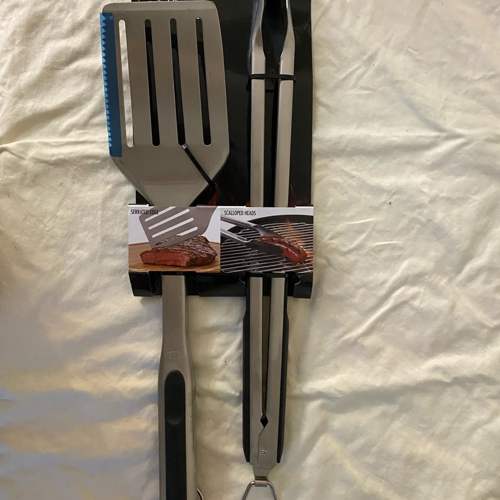 Oxo Silver and Black BBQ Grilling Tools Set - Picture 2 of 10